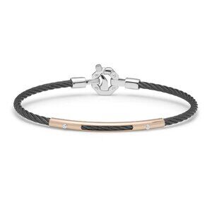 BARAKA Men's BR312211ROAC210002 Rose Gold Stainless Steel White Diamond Bracelet